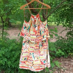 🧡Crown & Ivy island sunset coral/ green Dress